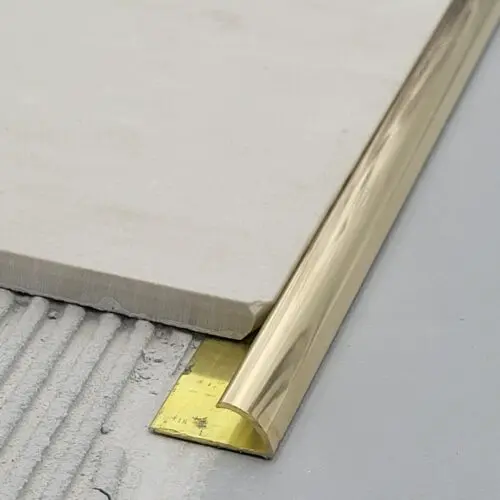 afslutningsprofil til fliser kvartrundt poleret messing