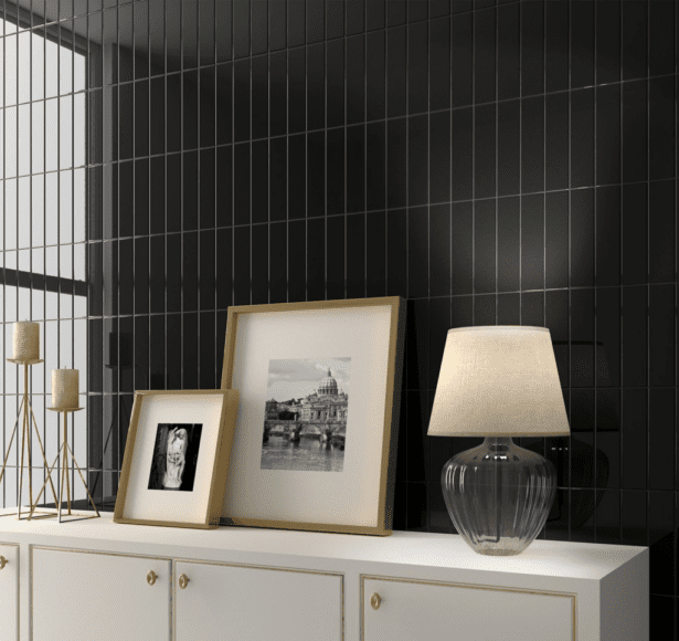 Vaegfliser Costa Nova Black Gloss 5x20 Miljoe Hl Keramik