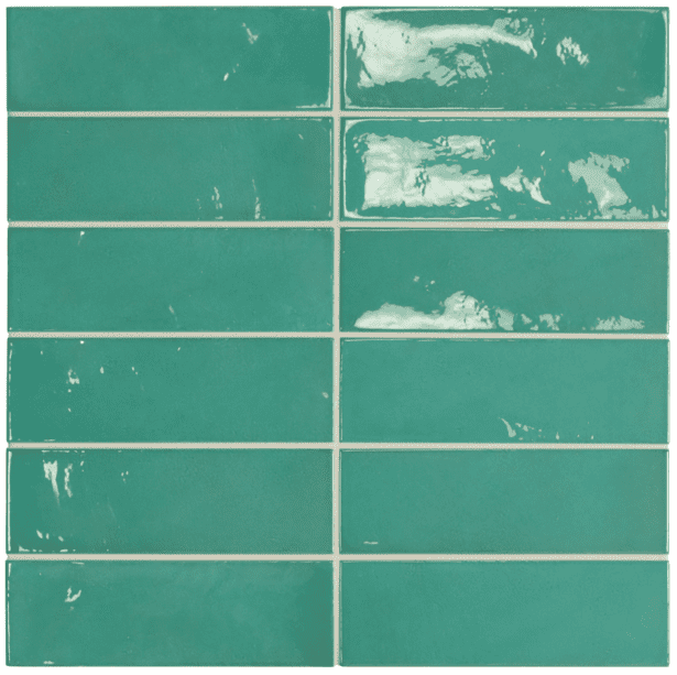 Village Rectangle Green - Sildebensfliser - Vægfliser – Teal