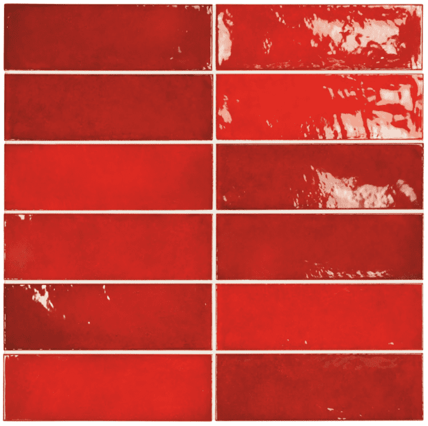 Village Rectangle Warm - Sildebensfliser - Vægfliser – Volcanic Red