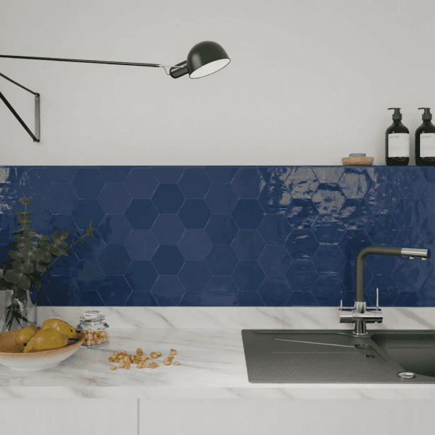 Hexagon Zellige Cobalt Glossy 108x124 Vaegfliser Miljoe Hl Keramik
