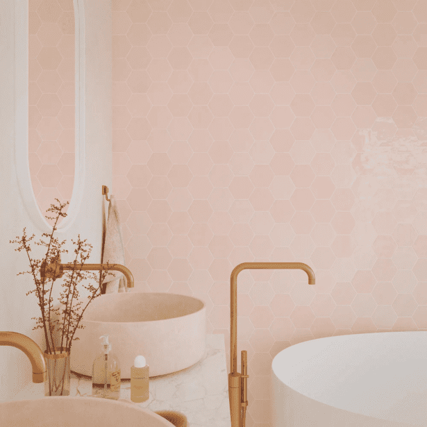 Hexagon Zellige Pink Glossy 108x124 Vaegfliser Miljoe Hl Keramik