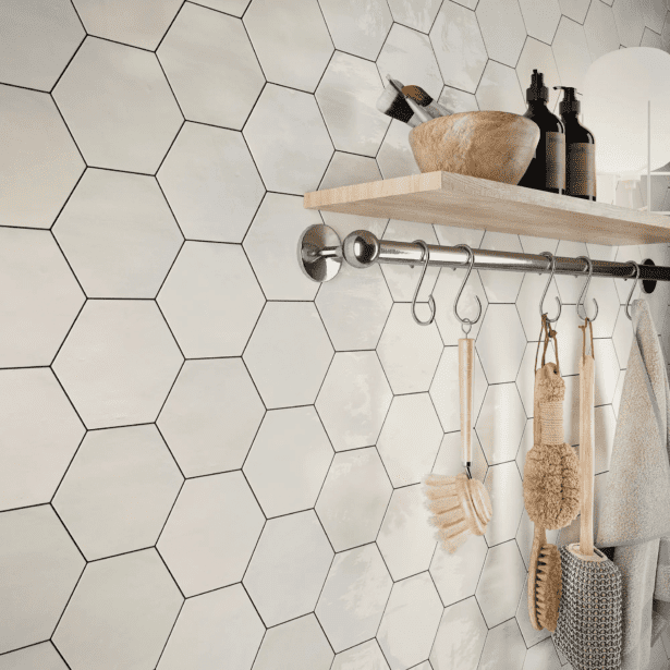 Hexagon Zellige White Glossy 108x124 Vaegfliser Miljoe Hl Keramik