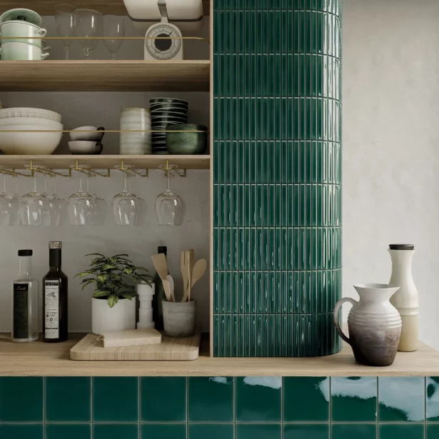 Mosaik Vaegfliser Sweatbars Teal Glossy WOW HL Keramik