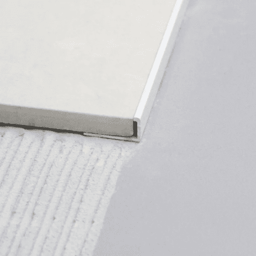 Afslutningsprofil til fliser blank hvid lige