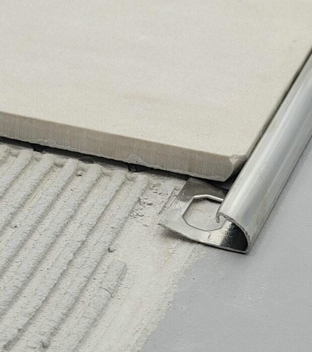 Afslutningsprofil til fliser blank staal kvart