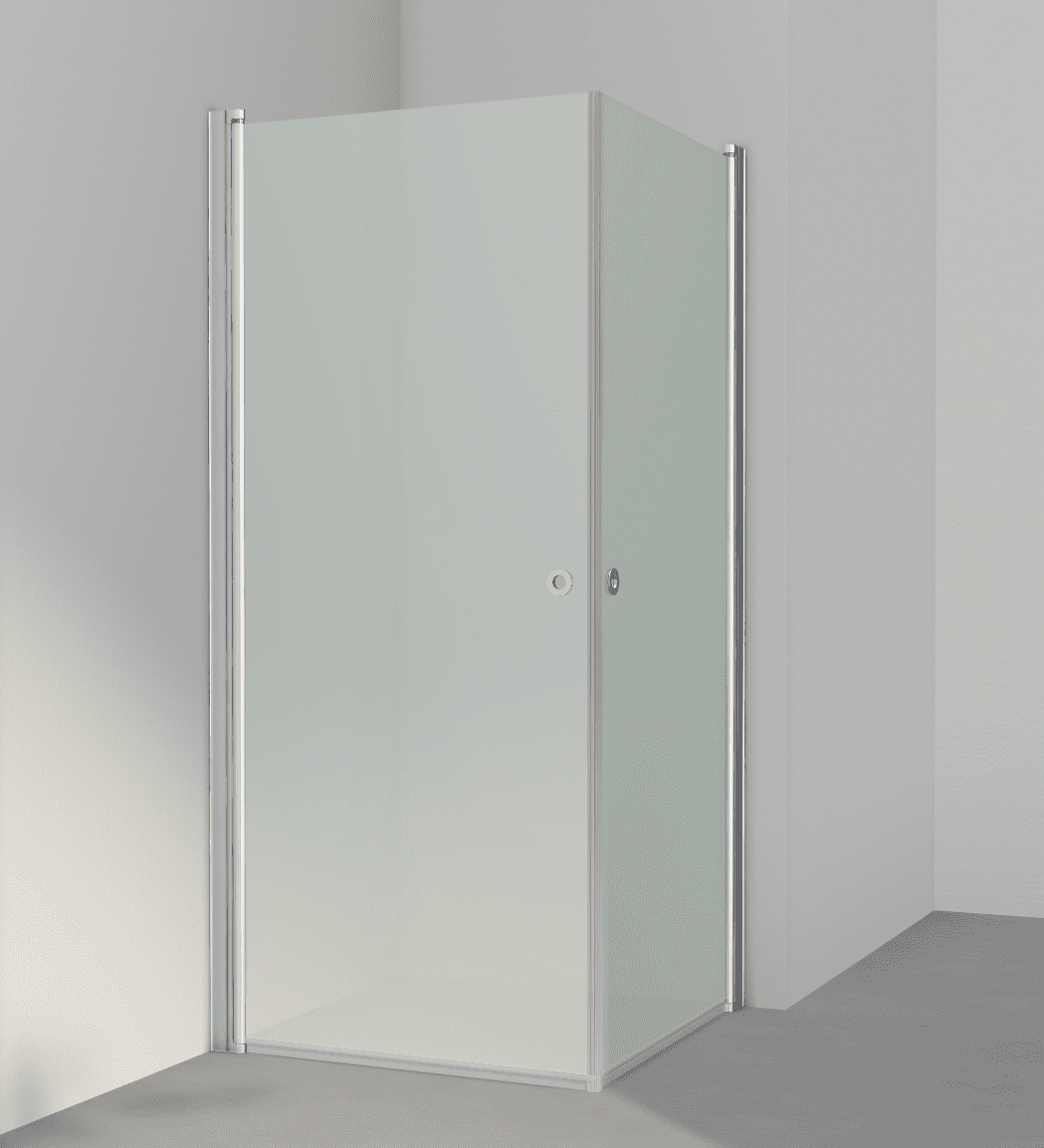 Brusevæg i glas - Frostet glas, børstet alu - HL Keramik Bruseloesning Brusekabine Frostet Glas Boerstet Alu HL Keramik