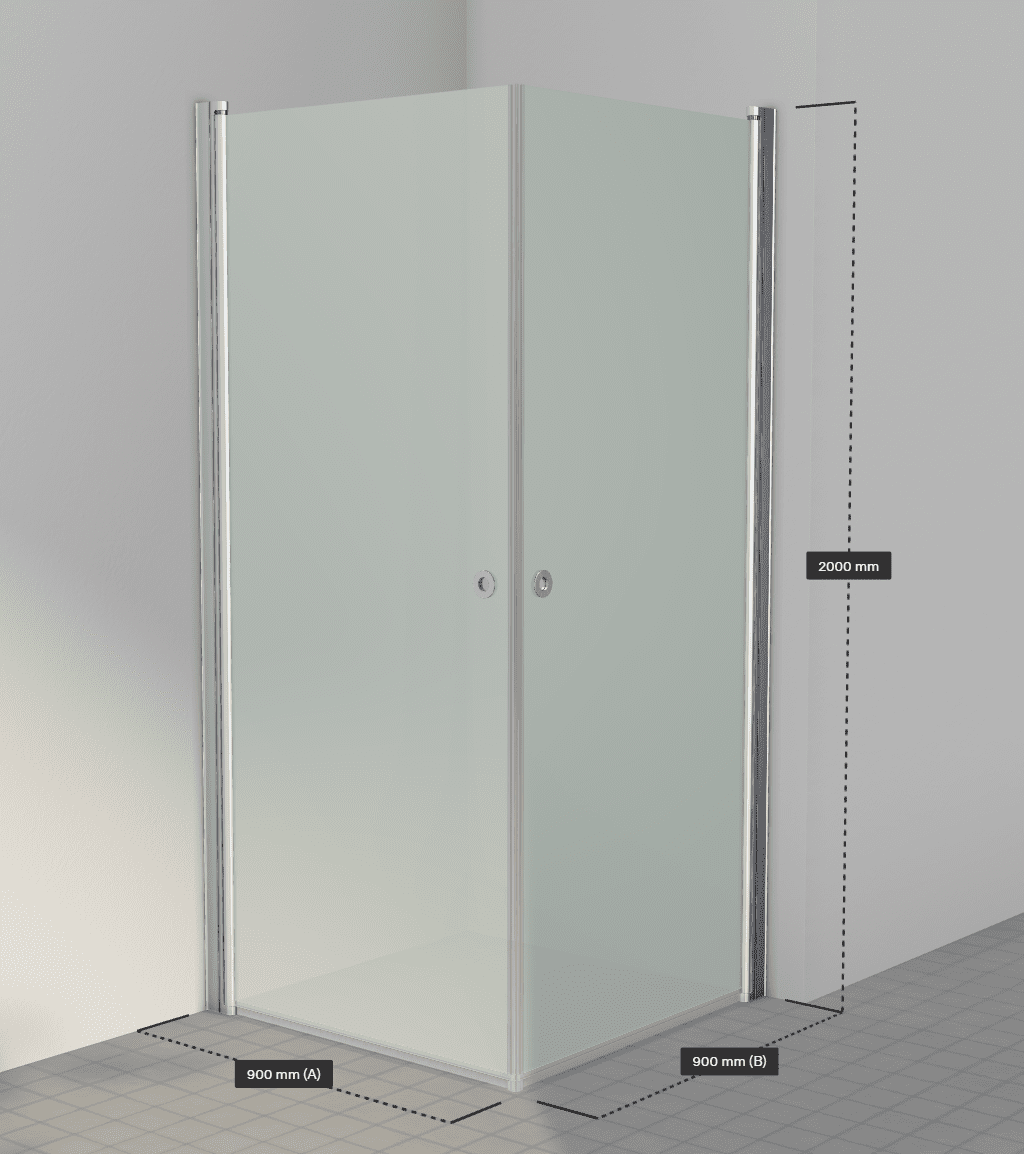 Brusevæg i glas - Frostet glas, børstet alu - HL Keramik Bruseloesning Brusekabine Frostet Glas Boerstet Alu HL Keramik Maal