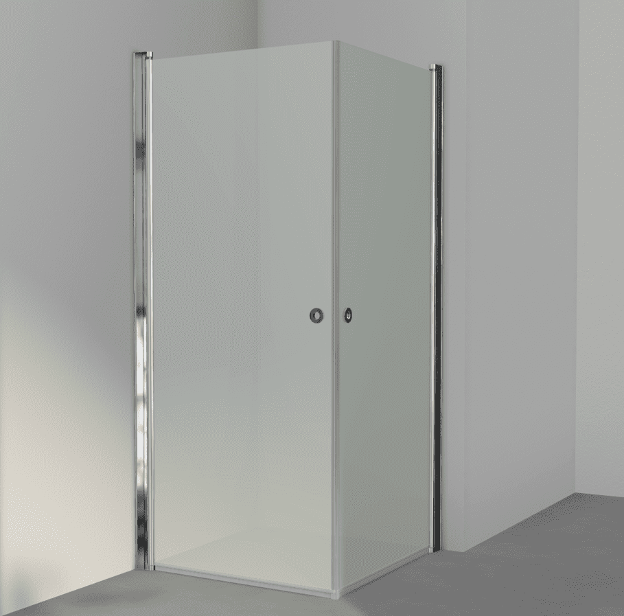 Brusevæg i glas - Frostet glas, poleret alu - HL Keramik Bruseloesning Brusekabine Frostet Glas Poleret Alu HL Keramik