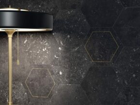 Sorte Hexagon fliser badevaerelse guld kant Concert Black Astor Ceramiche HL Keramik - HL Keramik Hexagon fliser